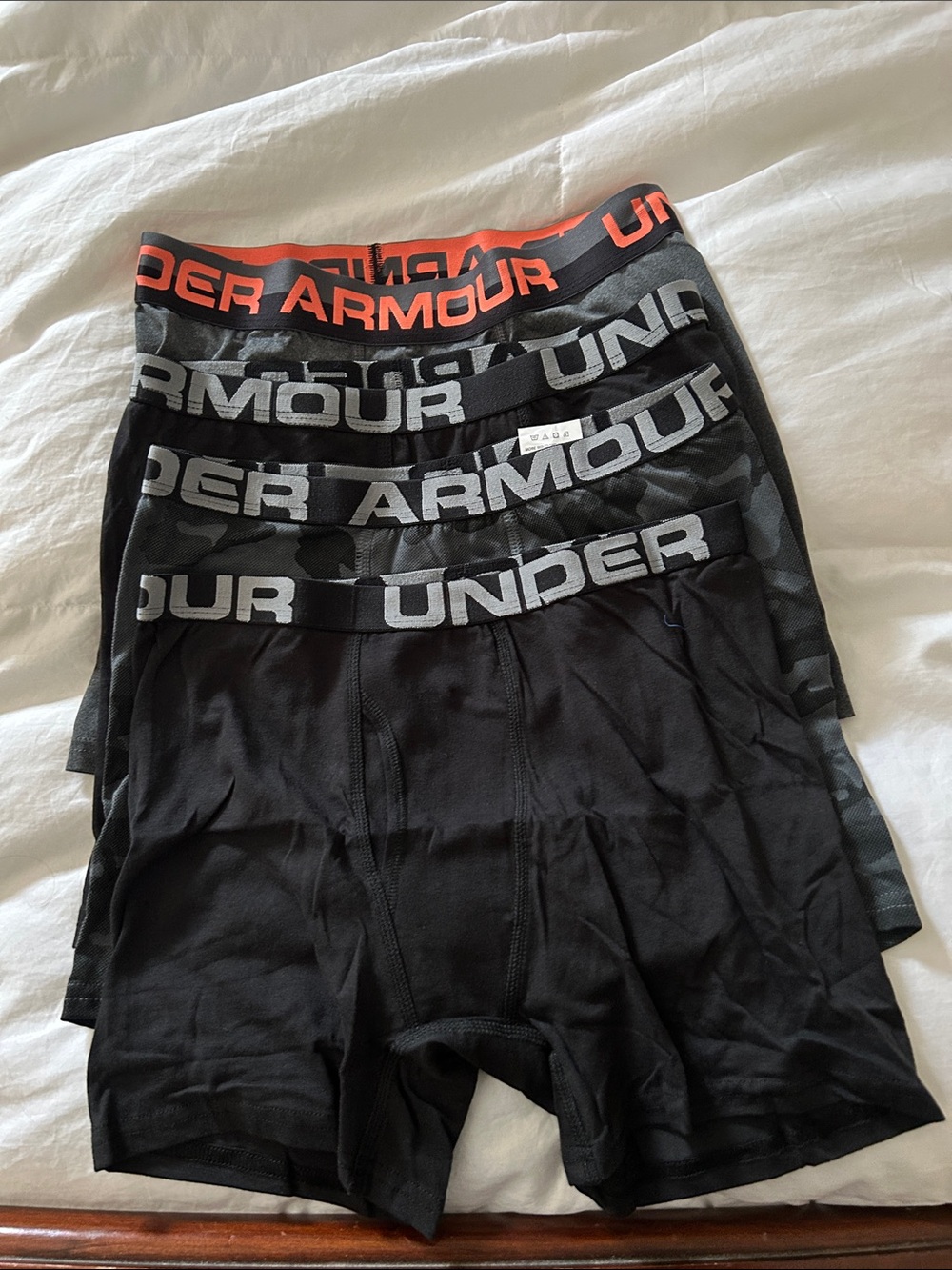Under Armour Youth Large Boxer Briefs Pack - Black with Gray & Orange Accents